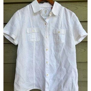 Tommy Bahama Linen Shirt Women’s S White Short Sleeve